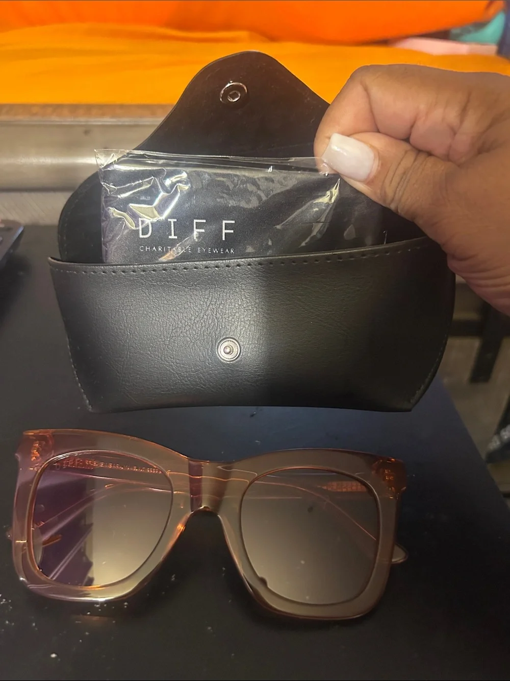 DIFF Black Sunglasses Case